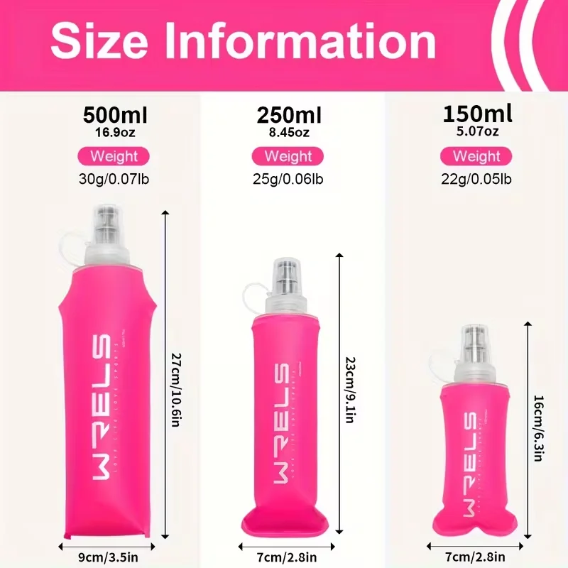 WRELS Collapsible Folding Water Bottle TPU BPA-Free Outdoor Sport Marathon Leak Proof Soft Flask Running Hydration Water Bottle view 3