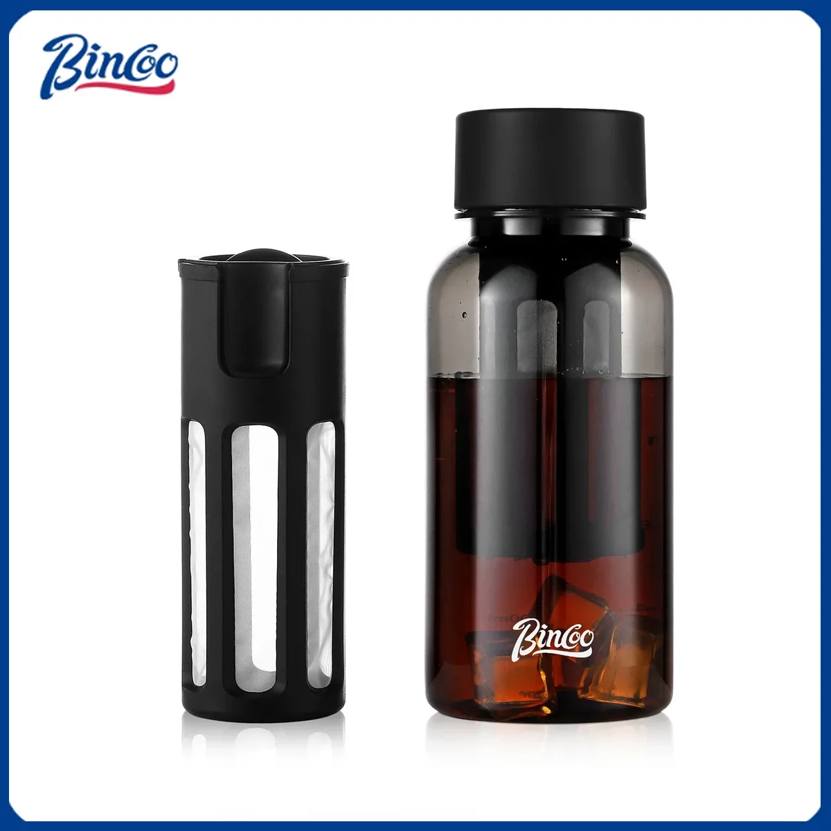 

Бутылка для холодного заваривания Bincoo, 600 мл, с фильтром 300 меш, герметичная дорожная чашка для холодного кофе/чая, материал Tritan без BPA