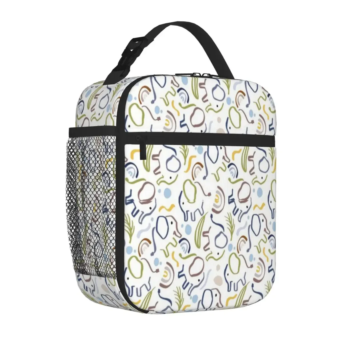 Hot Sale Rainbow Elephant Fruit Print Adjustable Strap Lunch Bag Family Picnic Portable Lunch Bag