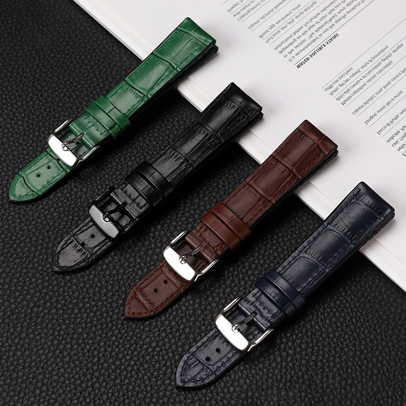 Cowhide silicone bottom watchband for Tissot Leelock T41 series Omega watch strap can rubber strap waterproof 19mm 20mm 21mm