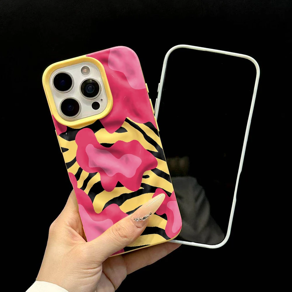 Modische Handyhülle mit Kuhmuster für iPhone 17 16 15 14 13 12 11 Pro Max 14 Plus 17Air, Falten-Wellen-Design, weiche Silikon-Schutzhülle, stoßfest – Detail 6