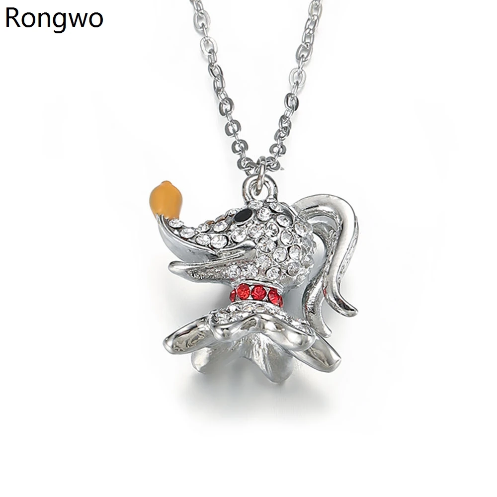 Rongwo Nightmare Before Christmas Ghost Pendant Necklaces Crystal Inlaid Luxury Quality Jewelry Accessories Necklace for Women