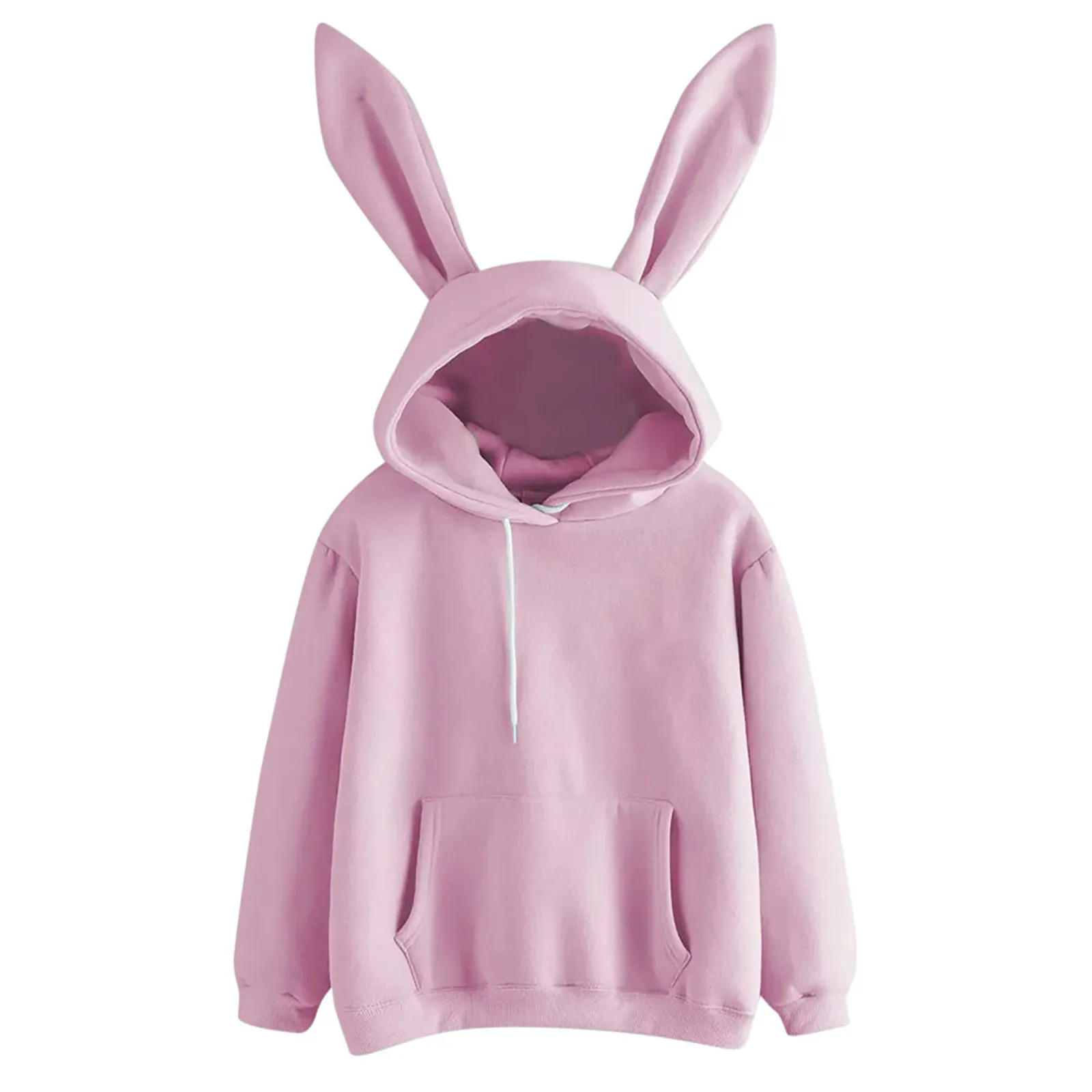 2024 Autumn Winter Women Hoodies Kawaii Rabbit Ears Fashion Hoody Casual Y2k Solid Color Warm Sweatshirt Hoodies For Women