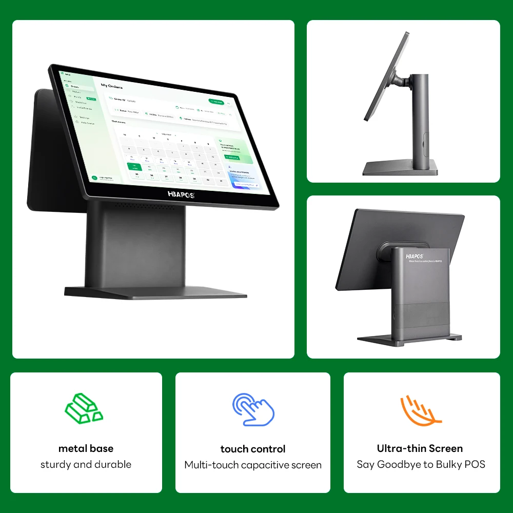 ATV&UTV15.6Inch Single&Dual Screen All in One Pos Restaurant Touch System Sale Hardware With Printer Barcode Scanner Cash Drawer