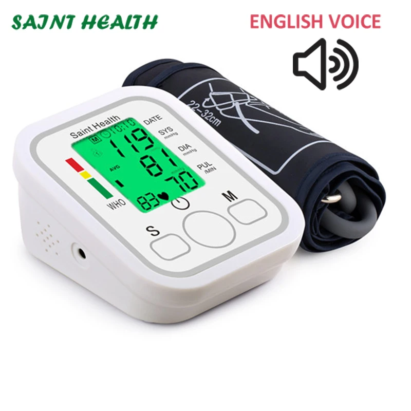 Saint Health Backlight Digital Arm Blood Pressure Monitor BP Sphygmomanometer Heart Blood Tonometer for Measuring Tonometer