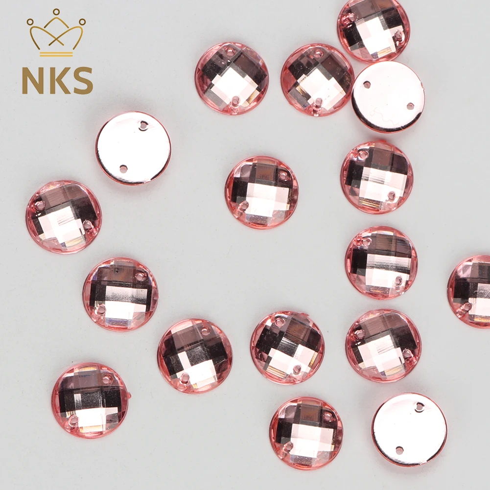 NKS Hot Sale Sew On Rhinestones Flat Back Half Round Acrylic Rhinestone Crystal Stone For Fashion Dress Making Acrylic Gem