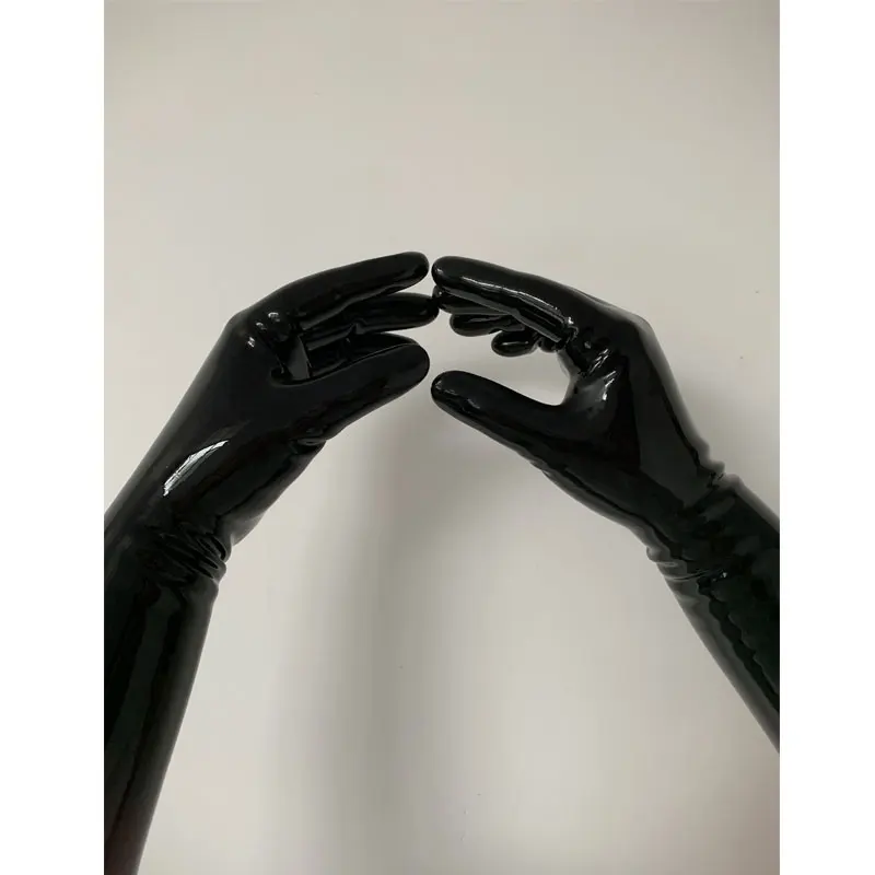 One Time Molding Hot Sale Sexy Latex Gloves Black Short Rubber Gloves Adult Unisex Seamless Gloves Chlorination Treatment