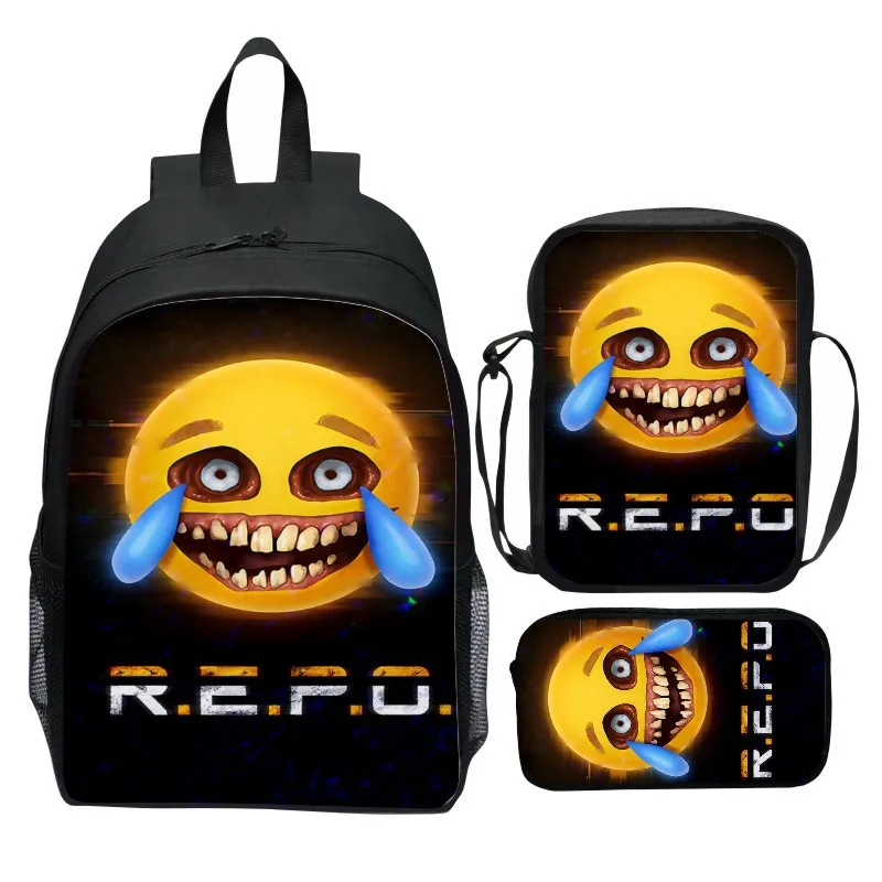 Printed R.E.P.O three piece set backpack cartoon game peripheral repo elementary school backpack shoulder bag pencil case male