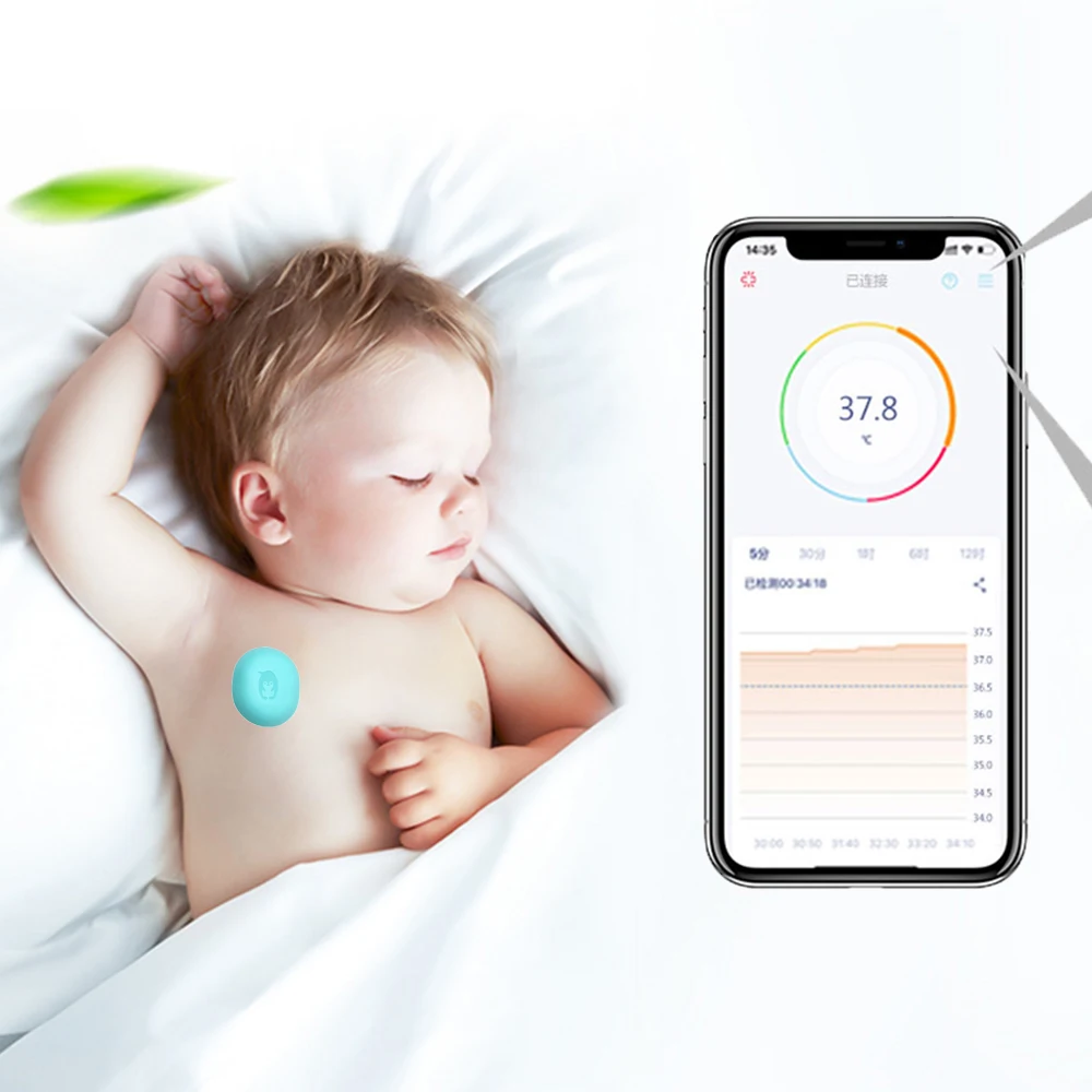 Digital Baby Armpit thermometer Infant and high accuracy child body monitor 24-hour with Free APP High-Temprature Alarm