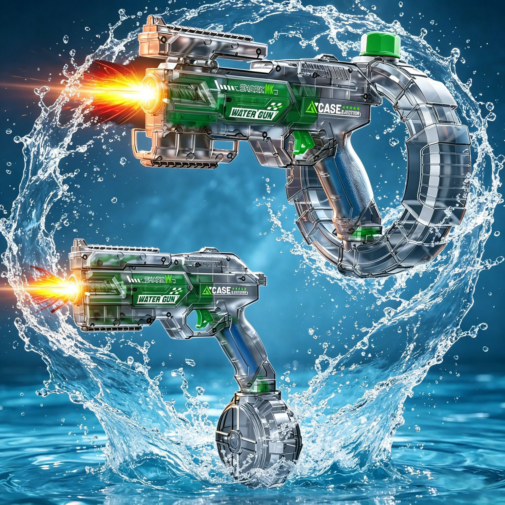 Large capacity electric water guns, powerful, suction water shooting, summer toy for outdoors beach, gift for children.