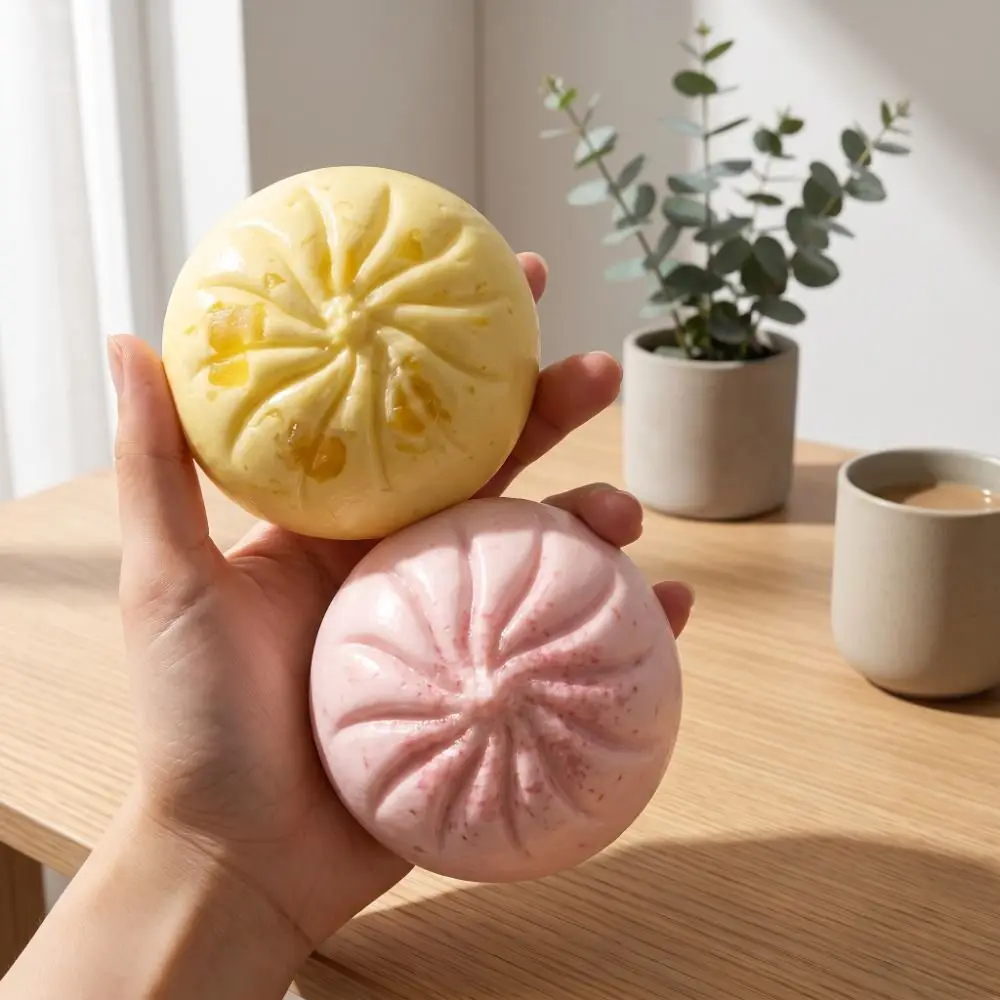 Creative Realistic Bun Dumpling Squeeze Toy Cute Soft Pinch Squishy Big Bun Colorful 8.5cm Sensory Fidget Ball Student Prize
