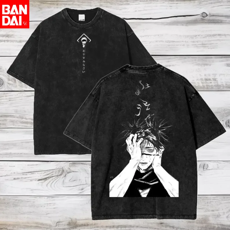 

Ryomen Sukuna Jujutsu Kaisen Washed T-Shirt Men Streetwear Harajuku Oversized Cotton Short Sleeve Tees Summer Sporty Tees