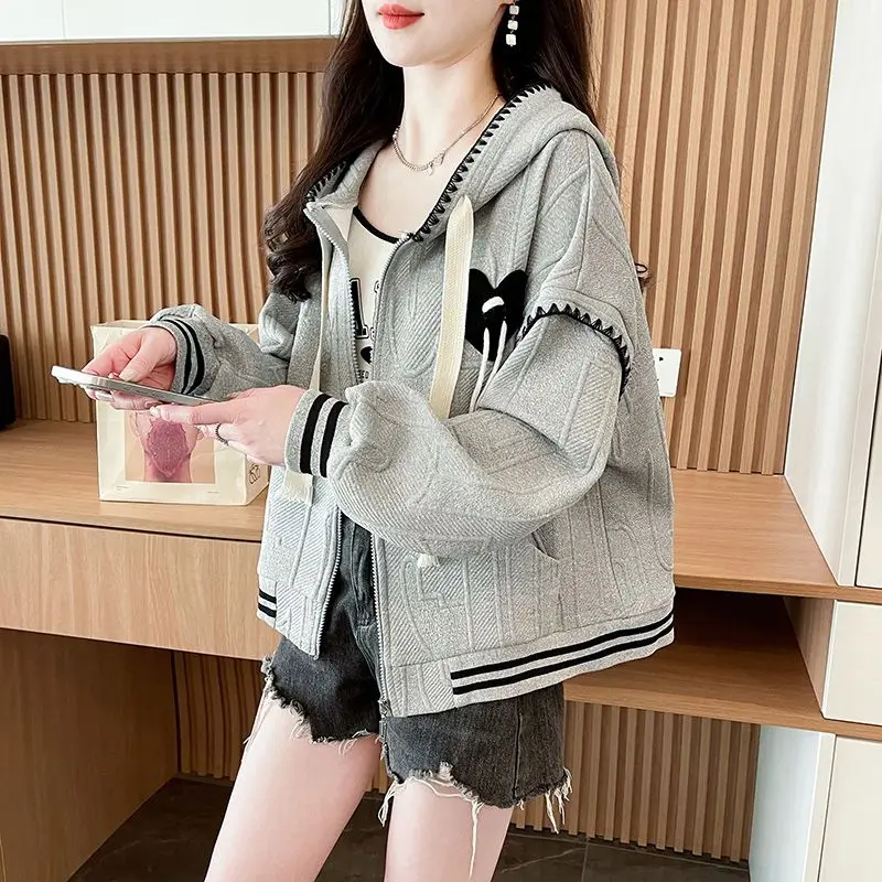 เสื้อฮู้ดดี้ผู้หญิงแบบมีซิป สไตล์วินเทจ Y2K สีสวย โทนแอพริคอต รุ่นใหม่ล่าสุด ดีไซน์คลาสสิก ซิปยาว