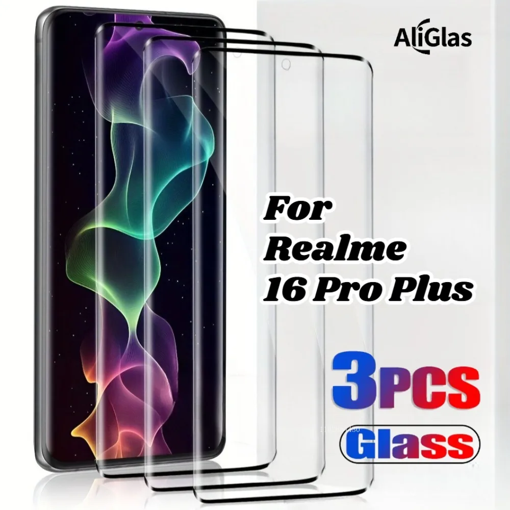 

3 шт. защитных пленок из закаленного стекла HD, подходящих для Realme 16 Pro Plus, высококачественная защитная пленка из закаленного стекла, ультрачеткая защитная пленка для переднего экрана