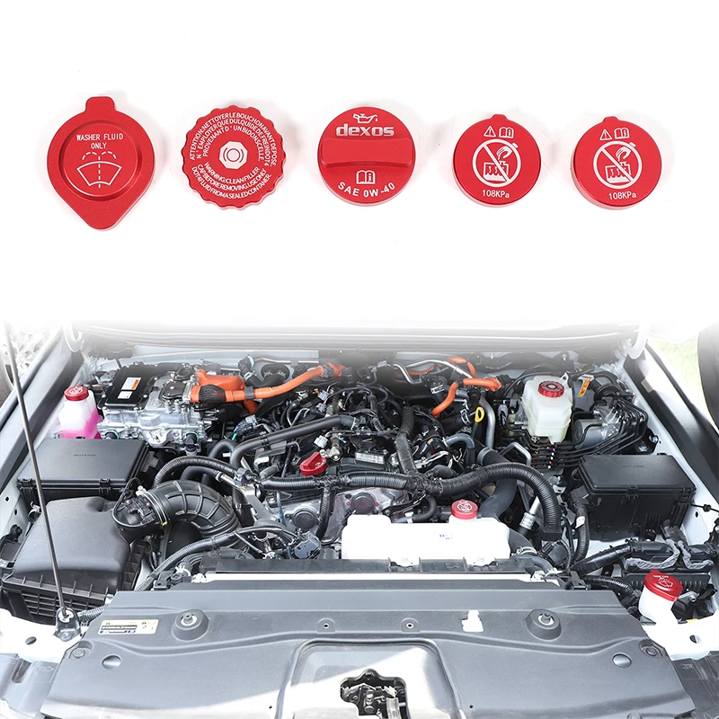 

For Toyota Prado/LC250 2024 cabin oil cover Car cabin oil reminder cover Auto parts Aluminum alloy Red silver 5pcs