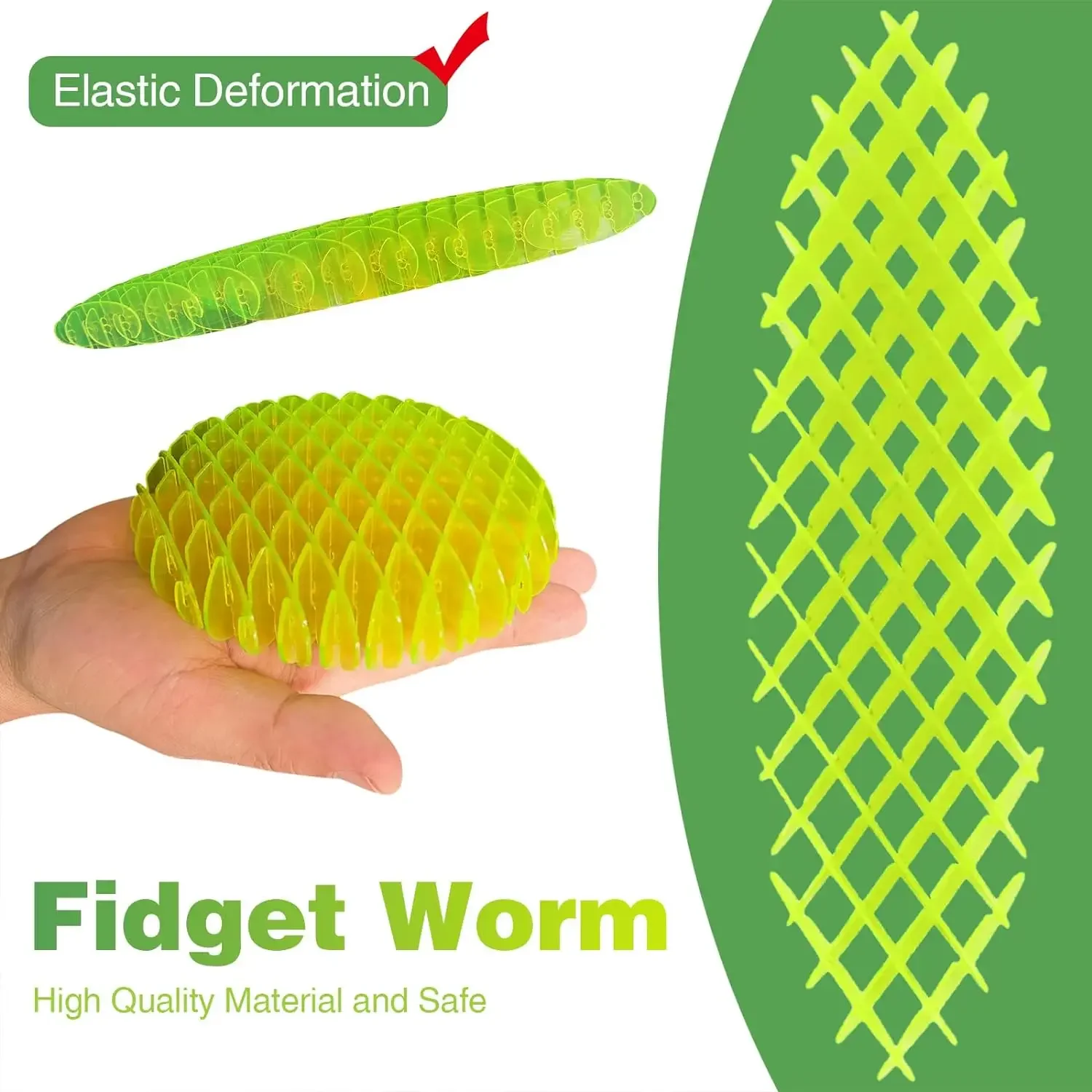 Portable Stretchy Squeeze Brinquedos, Fidgets Worm Toy, Sensory Slug Toy para Crianças, Adultos, Trabalhadores de Escritório, Estudantes, Stress,