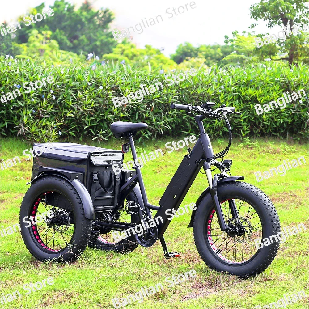 Electric Delivery Tricycle 20*4.0 Inch Fat Tire High Speed Electric Tricycles 36V350W Cargo Tricycle Electric/3 Wheel Ebike