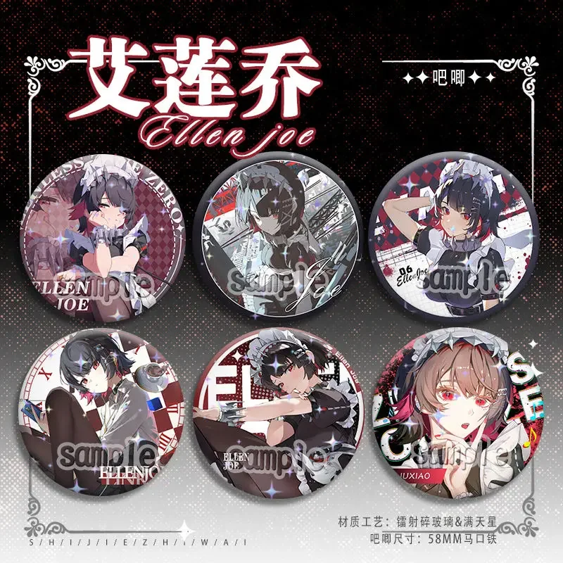 Anime Zenless Zone Zero Ellen Joe Cosplay Badge Tinplate Brooch Button Itabag Decor Bag Pendant Game Ambitus Collection Toy Gift