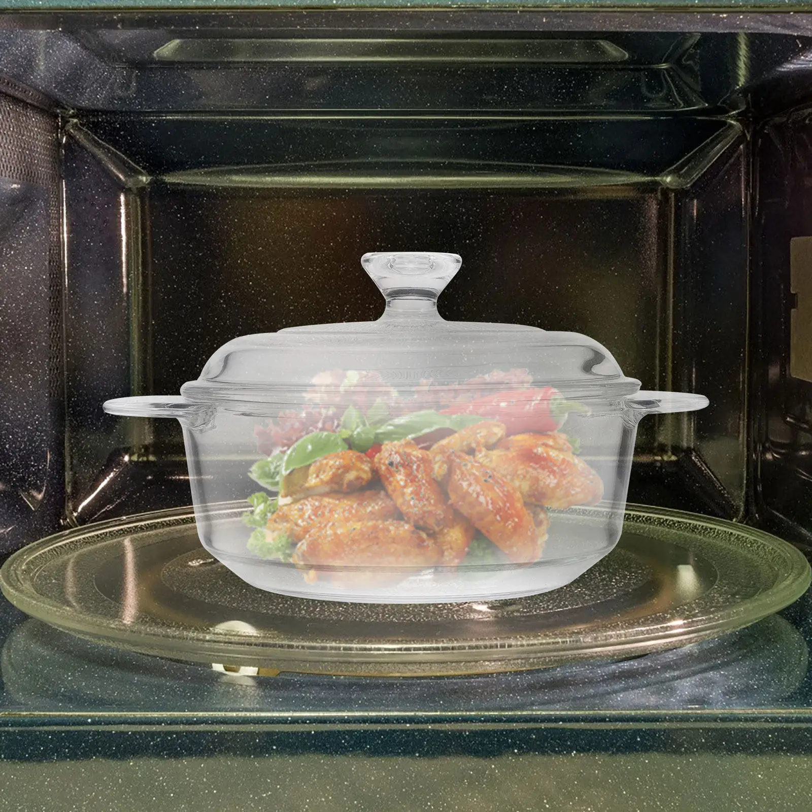 

Clear Tempered Glass Stew Pot with Lid Oven Safe Double Ear Design for Soup Noodles Vegetables Milk Home Kitchen Stockpot