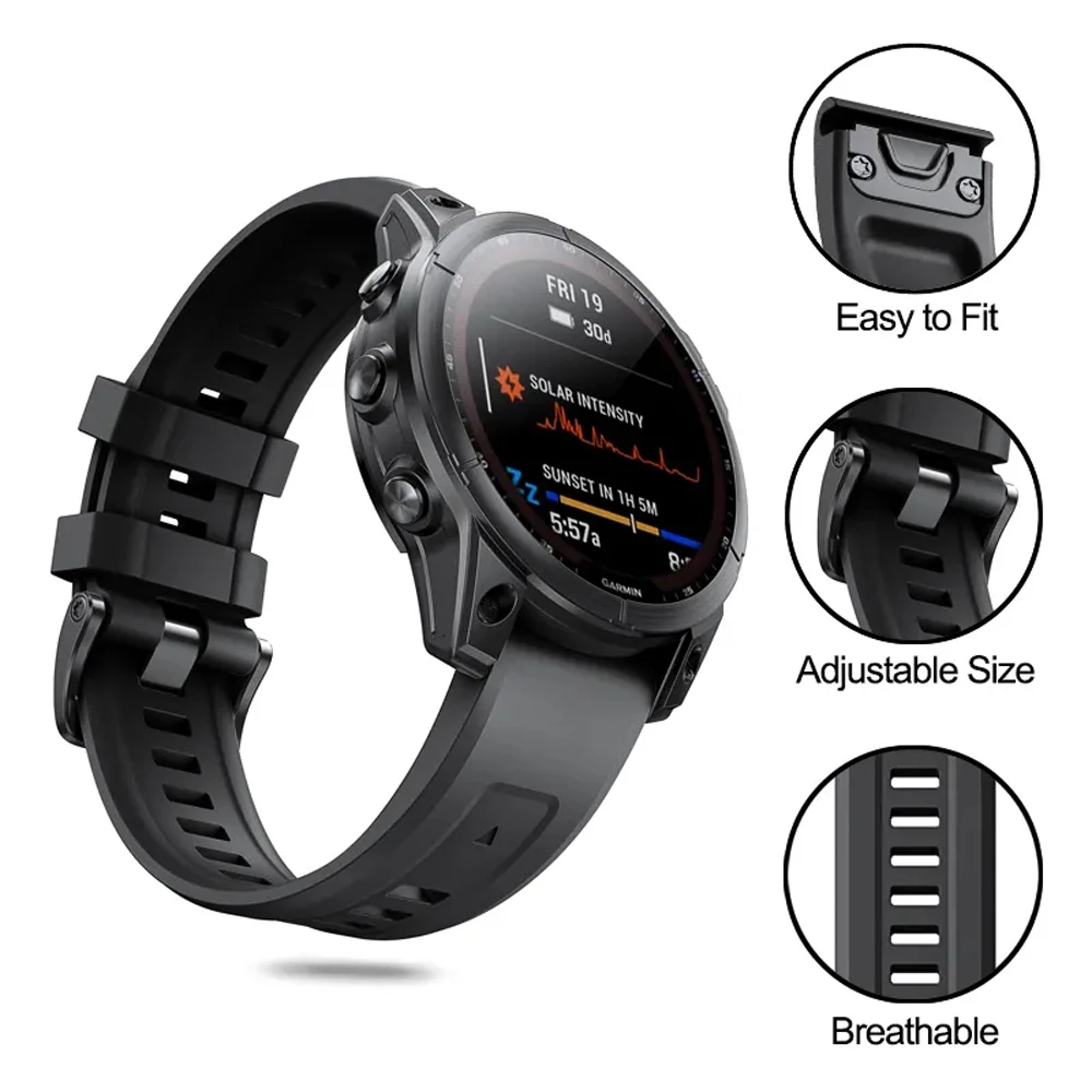 Pulseira de Silicone QuickFit, Pulseiras de Relógio para Garmin Fenix 7X 7 Pro Epix Pro Gen 2, Fenix 6 6X Sapphire GPS 5X Plus, 22mm, 26mm