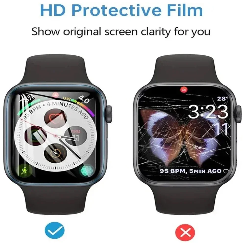 Filme protetor de tela para Apple Watch, Soft TPU, Hydrogel, HD, Clear, iWatch, Série 10, 46mm, 42mm, Acessórios