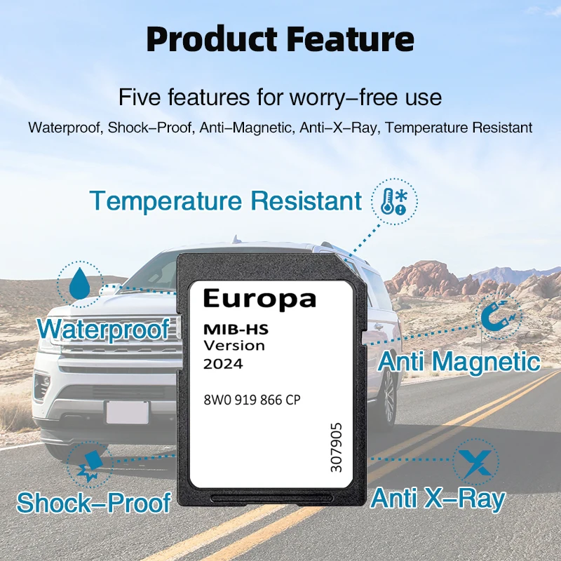 Sat Nav Update Latest 2024 Europe UK Maps 8W0919866CP SD GPS Card for Audi A S RS Q SQ RSQ 2015-2020 Car MIB-HS Navigation