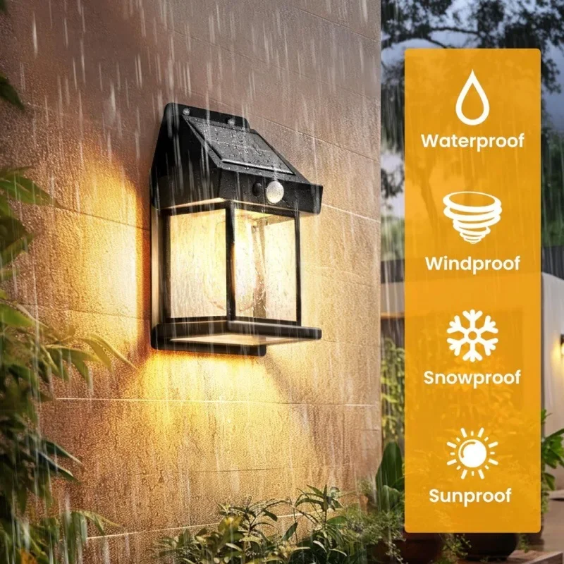 Imagem -05 - Solar Tungsten Night Lamp com Intelligent Motion Sensor Impermeável Wall Light Outdoor Light Pátio Decoração do Jardim Lanterna