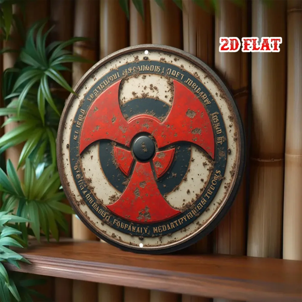 Rotes Vintage-Warnsymbol, rundes Aluminium-Wanddekor, 7,87 Zoll, rustikales Metallschild für Zuhause, Garage, Restaurant, Retro-Raumdekoration