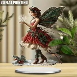 Enchanting Acrylic Christmas Fairy Statue Holding Snowflake Fairy Christmas Desktop Decoration