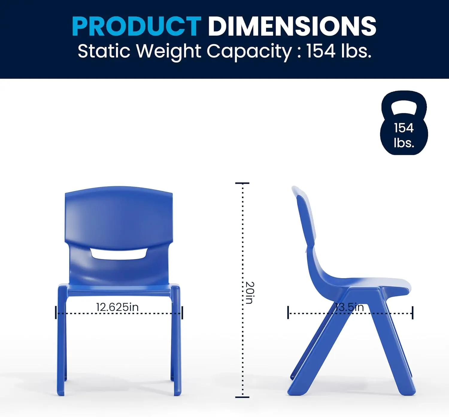 23.625' W x 47.25' L 파란색 플라스틱 활동 테이블 세트-의자 6개