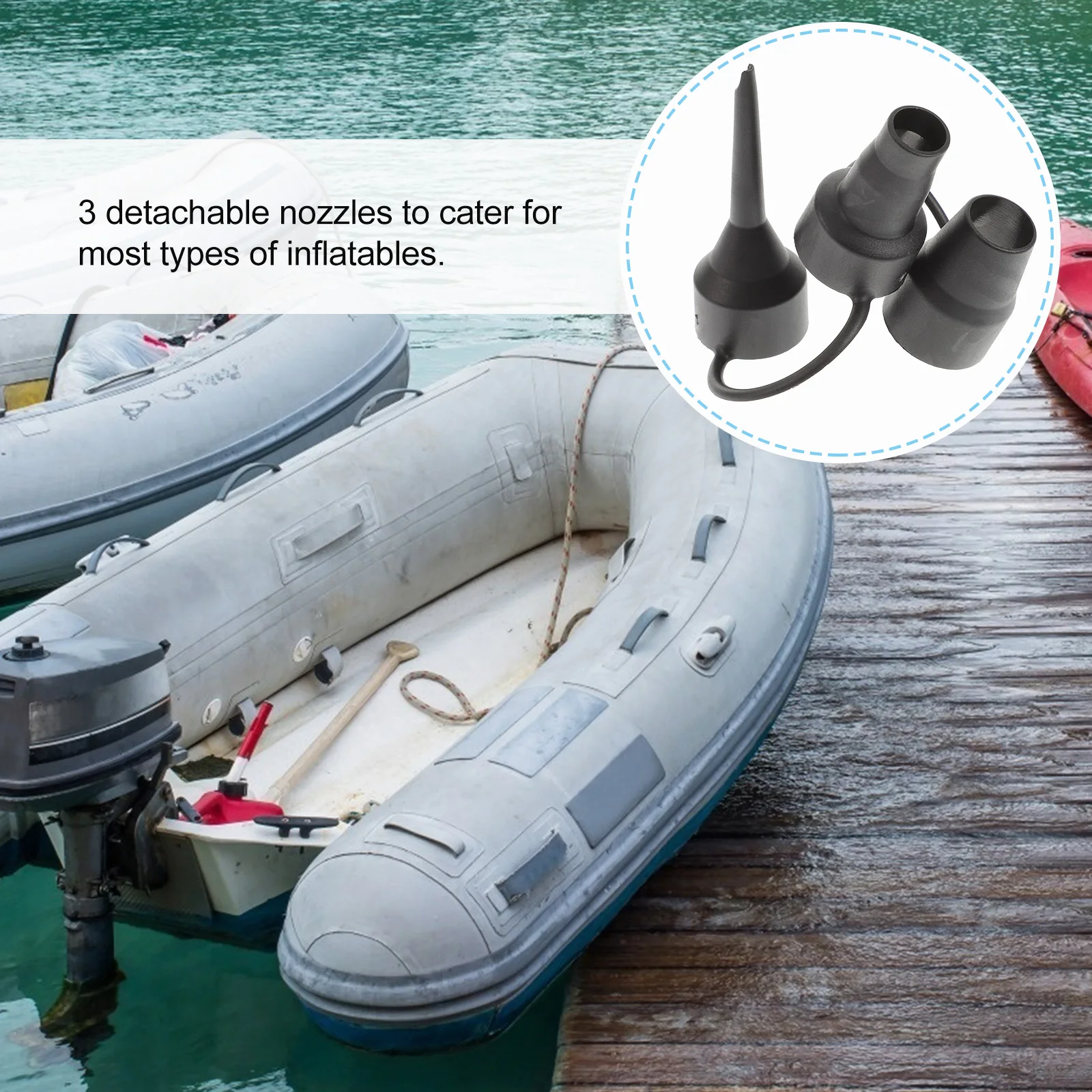 

3 Sets Air Inflation Nozzle 3 Sizes for Inflatable Supplies Durable Plastic Easy Cleaning Vacuum Adaptor Replacement Valve