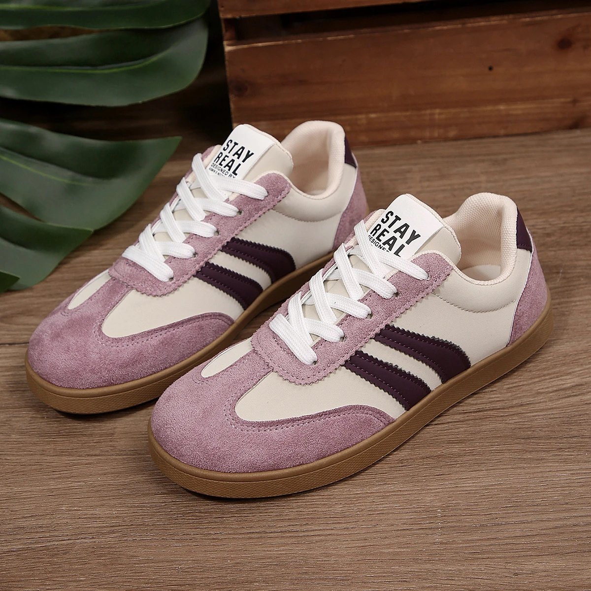 Contrasting Color Plus Size Sneakers Spring and Autumn New Round Toe Deep Mouth Soft Sole Non-slip Wear-resistant Flat Shoes