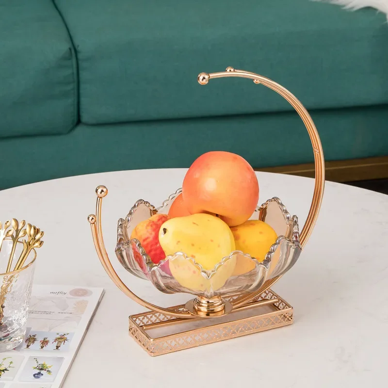 

Хрустальное стекло, поднос для фруктов, металлическая основа, форма цветка, прозрачное украшение, тарелка для конфет и закусок, домашнее хранение