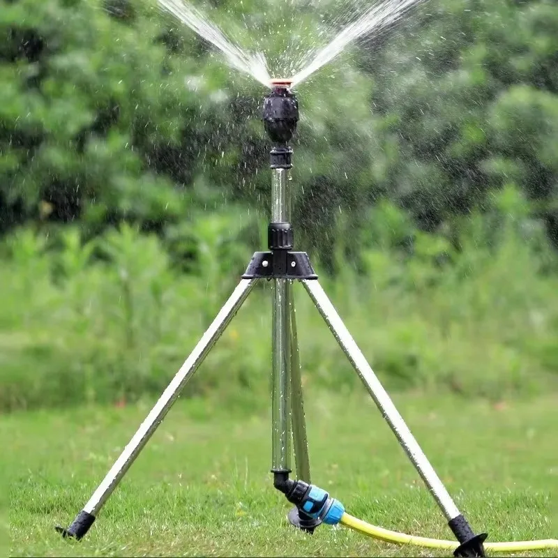 Useful 360°Rotary Garden Sprinkler Tripod Telescopic Support Stand Stainless Steel Sprinkler Head Lawn Irrigation Watering Tool