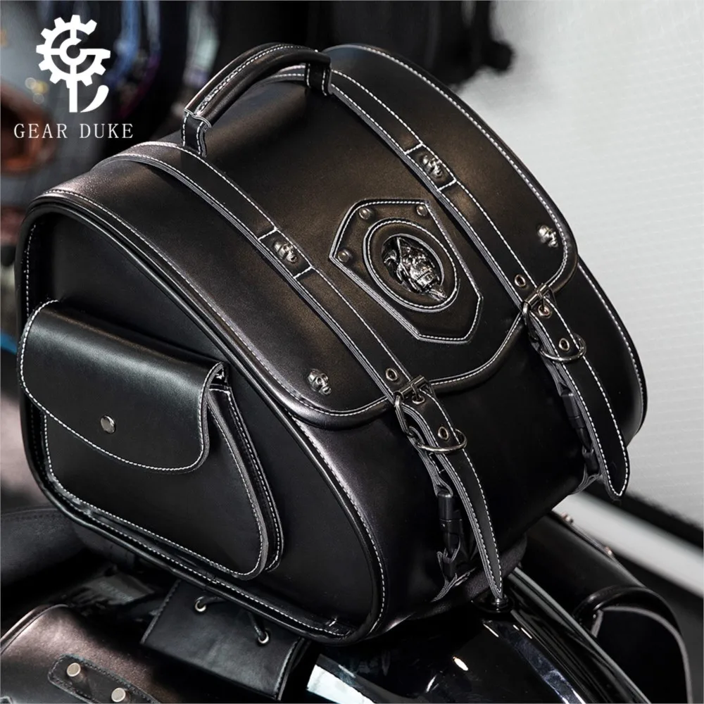 الرجعية دراجة نارية حقيبة المقعد الخلفي بولي Leather الجلود العالمي دراجة نارية الذيل حقيبة التخزين Splashproof موتو المقعد الخلفي حقيبة تخزين أداة 31L