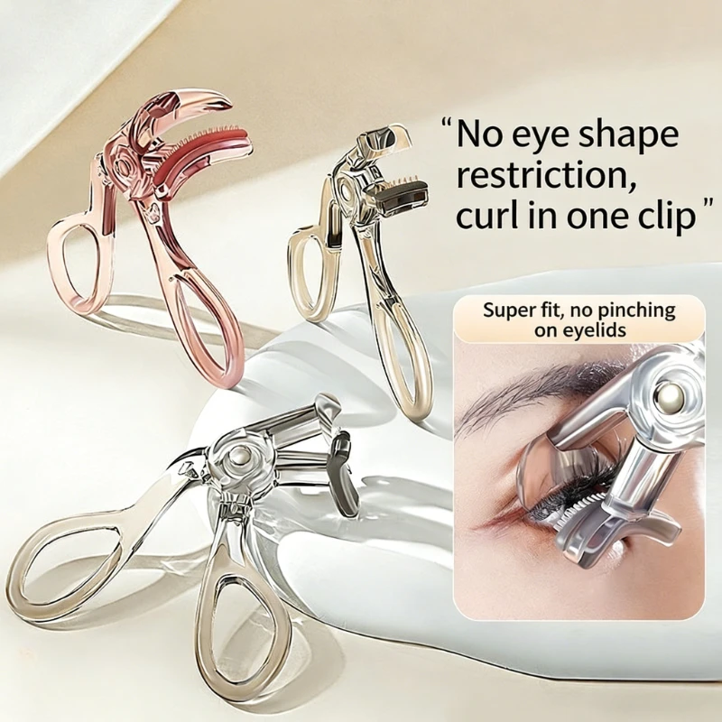 Long-Lasting Dual-Type Eyelash Curler with Comb – Wide & Partial Clip Options Waterproof Natural Curl Unisex Certified