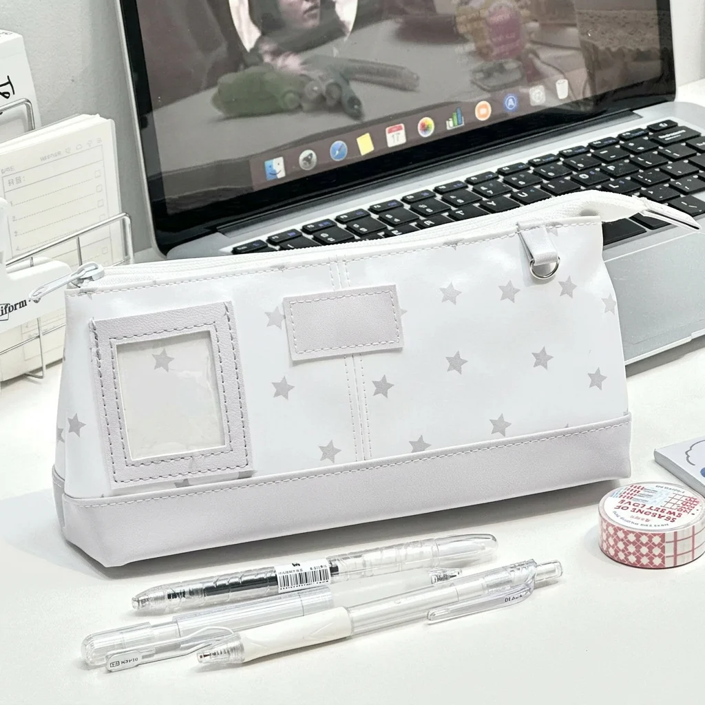 Japanese Pencil Case Wear-Resistant Pencil Bag Cute Stationery Pouch Star Printed Pen Holder For Backpack College Back To School