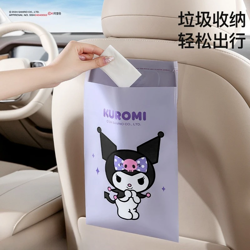 

Sanrio Car Garbage Bag Genuine Cute Kuromi My Melody Cartoon Adhesive Car Trash Can Waterproof Car Storage Cleaning Bag