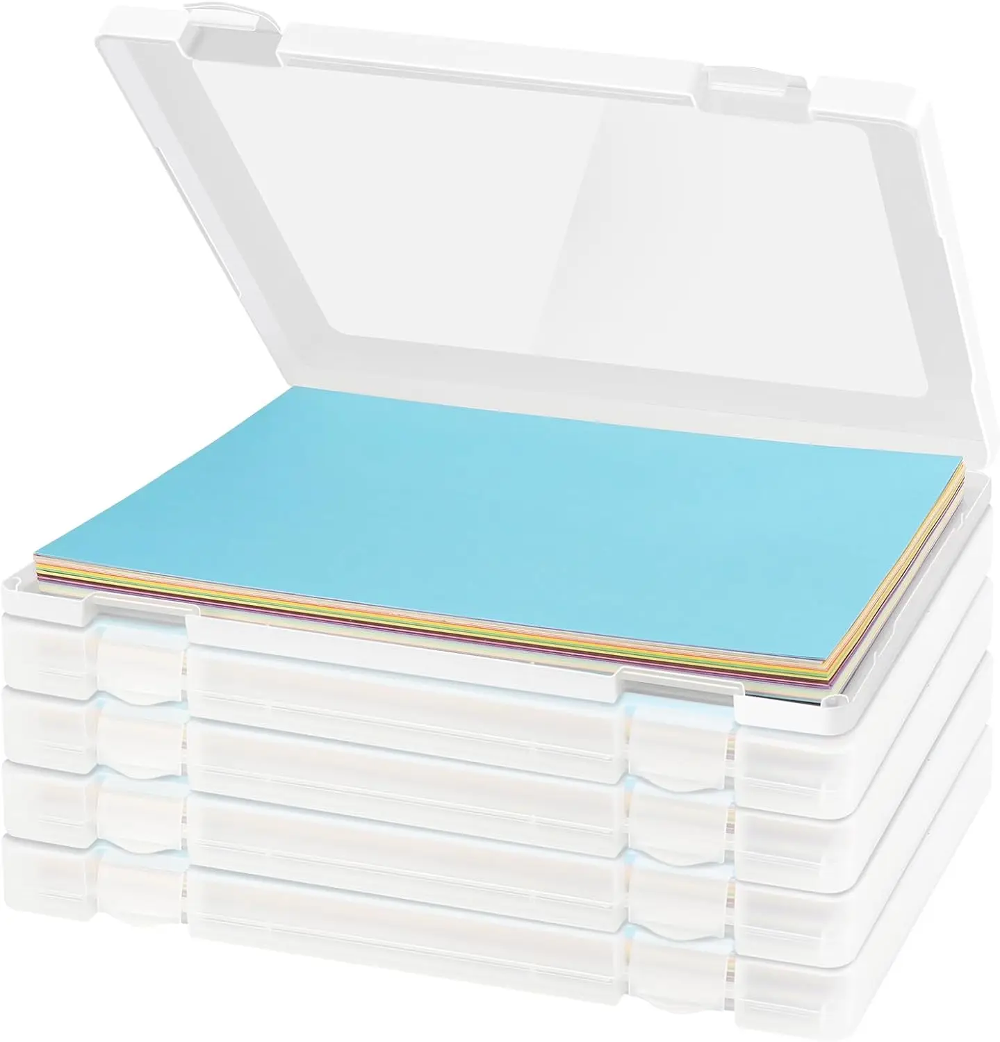 

Набор из 5 прозрачных коробок-органайзеров формата А4 с откидными крышками, портативное хранилище для офисных документов и школьных принадлежностей