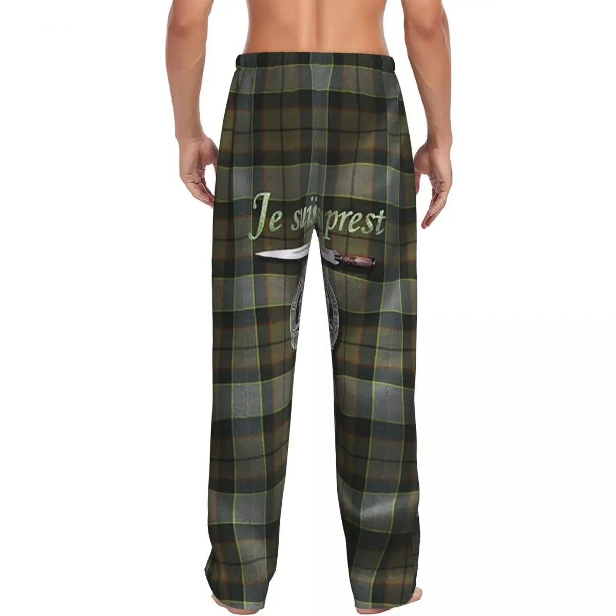Custom Je Suis Prest Tartan Outlander TV Men Pajama Pants Lounge Sleep Sleepwear Bottoms with Pockets