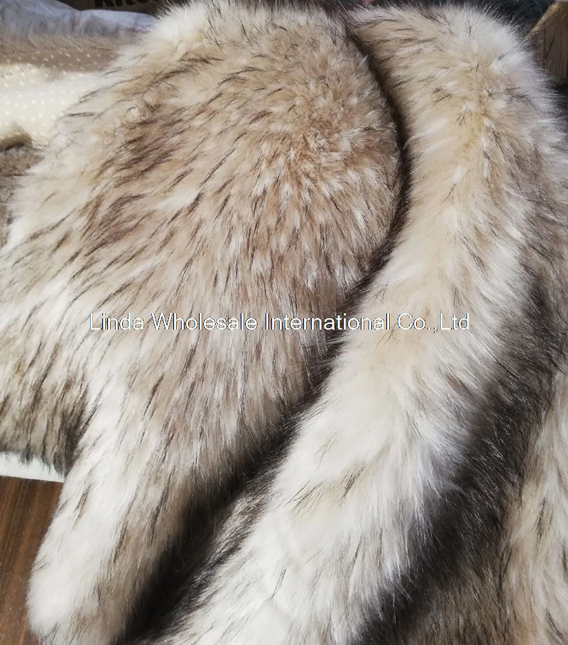 High-grade Apricot color thick imitation raccoon long plush fabric,Collar material,faux fur fabric