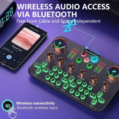 Kartu Suara Mikrofon 48V Profesional DJ16 Mixer Audio Siaran Langsung untuk Peralatan Bernyanyi Karaoke Ponsel K600