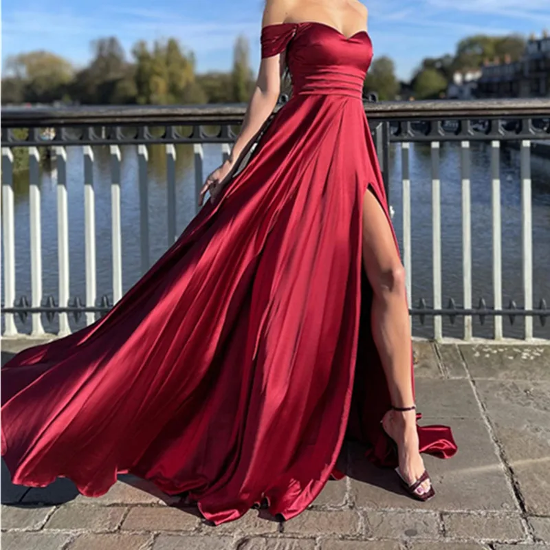 Sweetheart Evening Party Gown Long Elegant Prom Dresses Backless A-line Stain Women Vestidos Summer