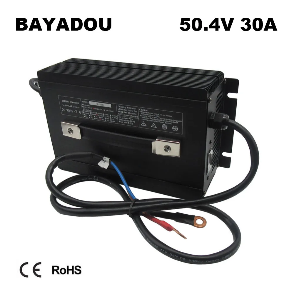 

2000W 50.4V 30A 20A 25A 15A Li-ion Fast Charger For 44.4V 12S 100AH 200AH Lithium Motorcycle Forklift Bicycle Golf Cart Battery