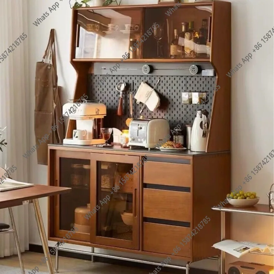 

Nordic solid wood rock slab dining side cabinet small apartment living room storage household wall designer model