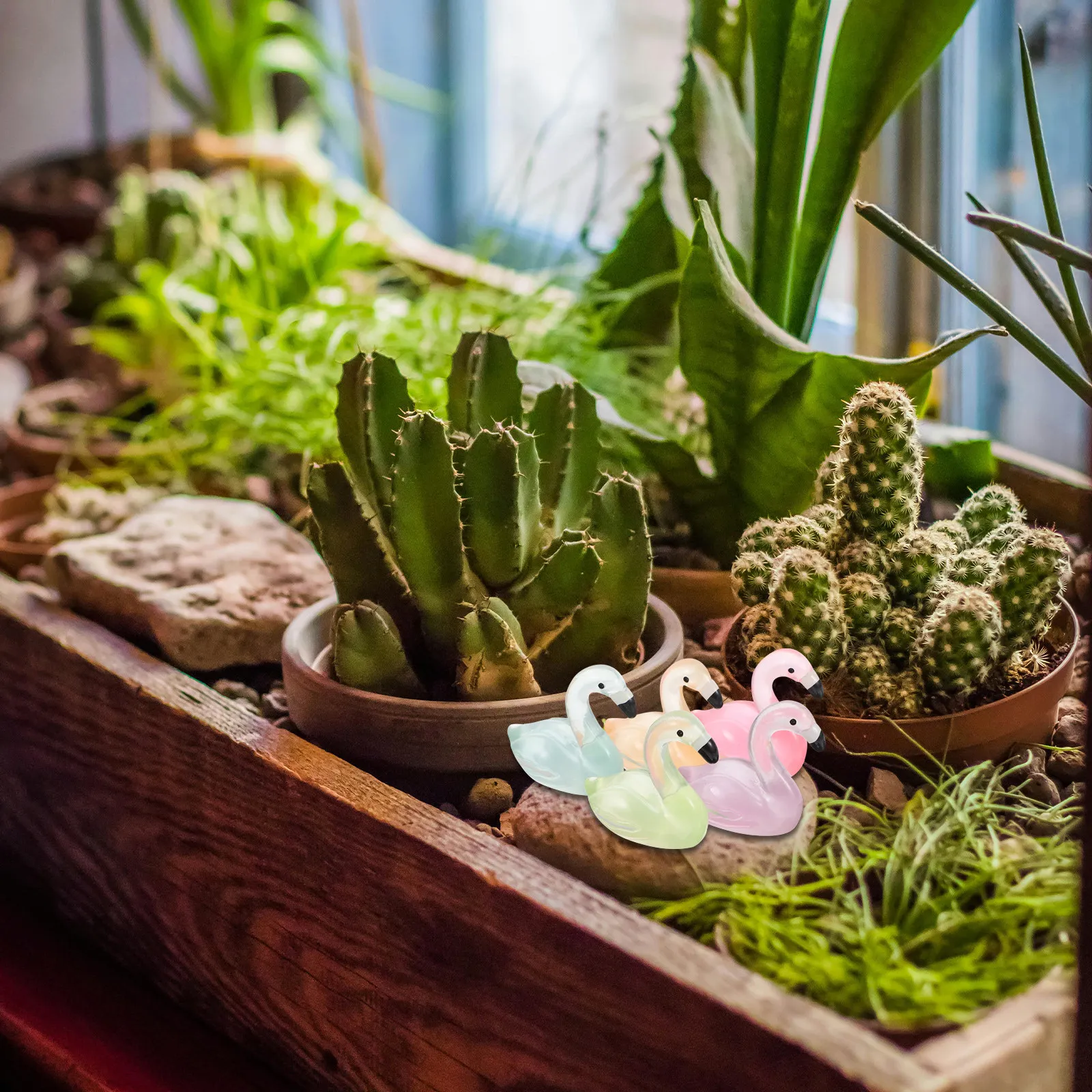 

30Pcs Resin Flamingo Statue Mini Flamingo Decoration Chic Realistic Home Office Car Desk Garden Lawn Adornments Micro Landscape