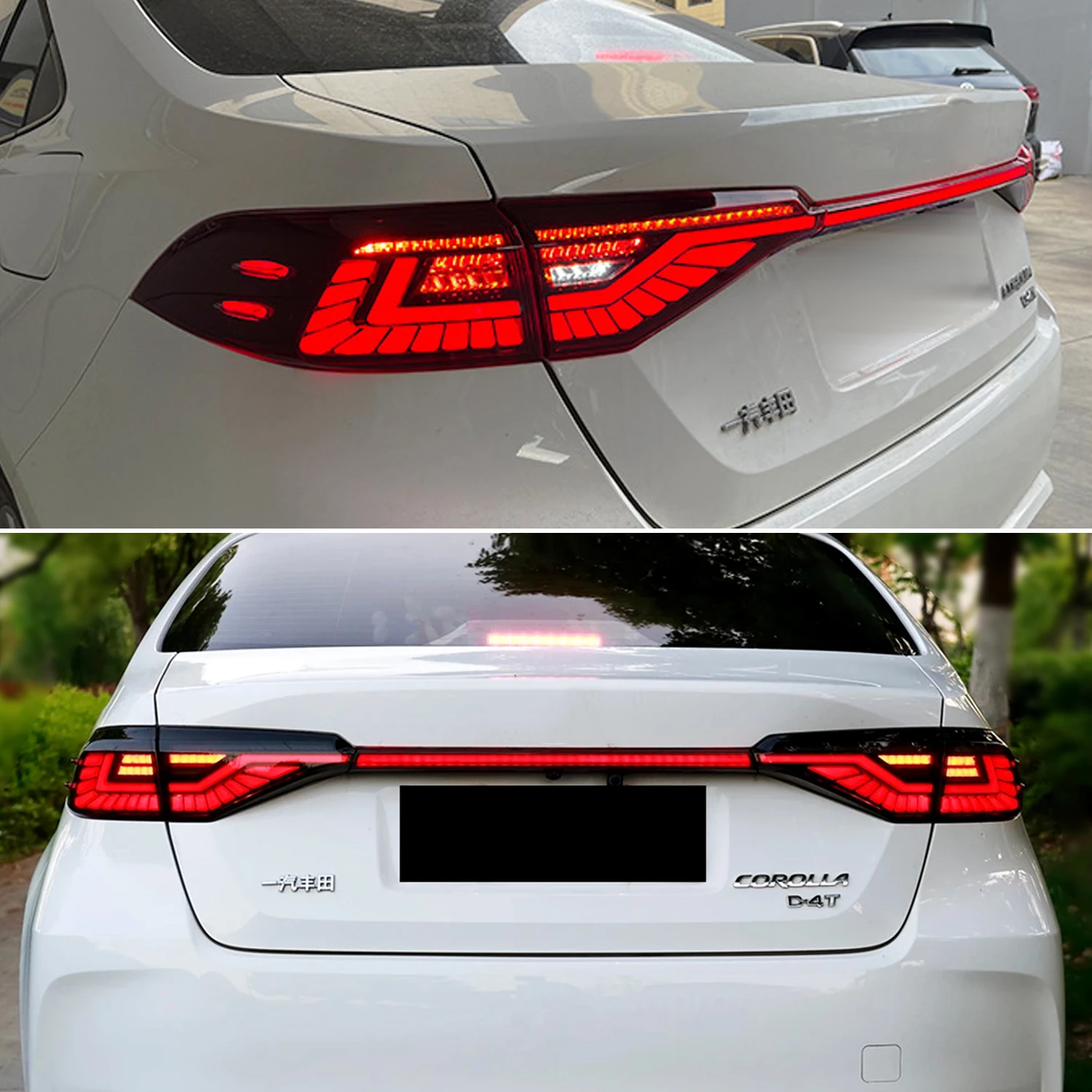 HCMOTIONZ Car LED Back Lamps 2020 2021 2022 with Spoiler DRL Tail Lights Assembly for Toyota Corolla Middle East Edition