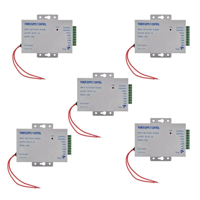 5X K80 Door Access System Electric Power Supply Control DC 12V 3A Miniature Power/Electric Lock Power