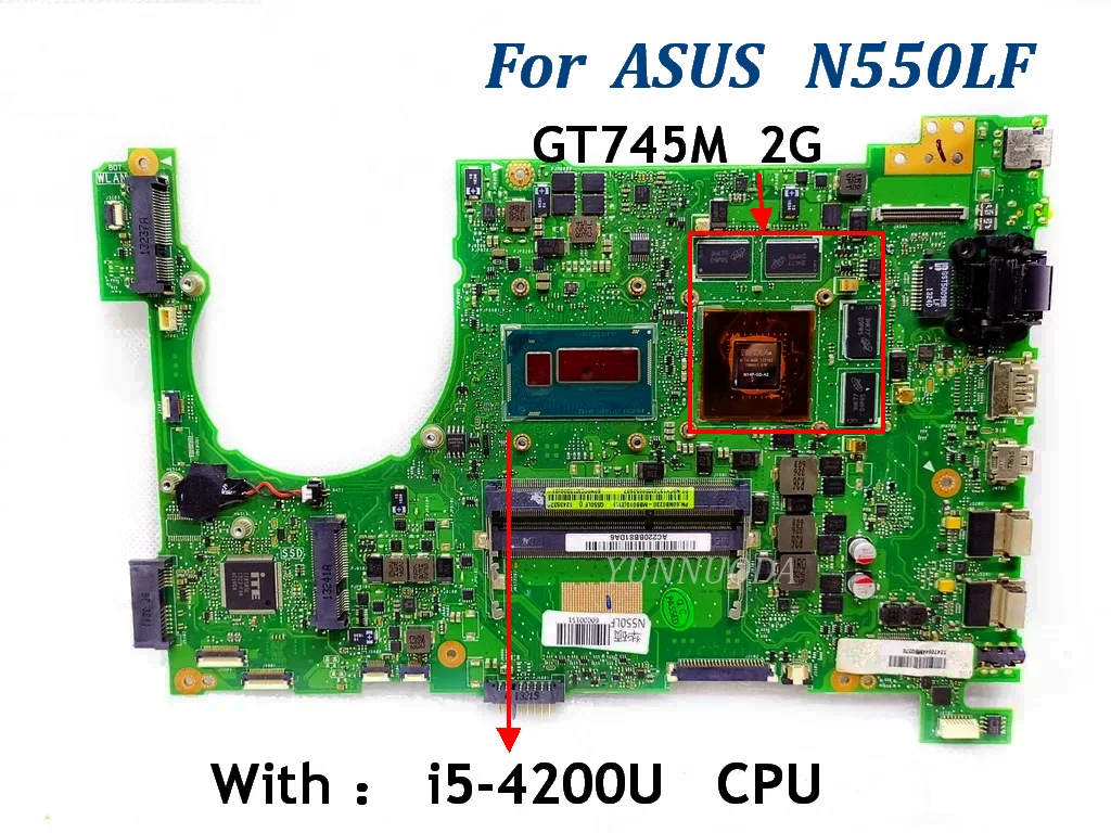 N550LF For ASUS Q550LF N550L Q550L Laptop Motherboard with  I5 I7 CPU GT745M 2G GPU  USB board 100% Working