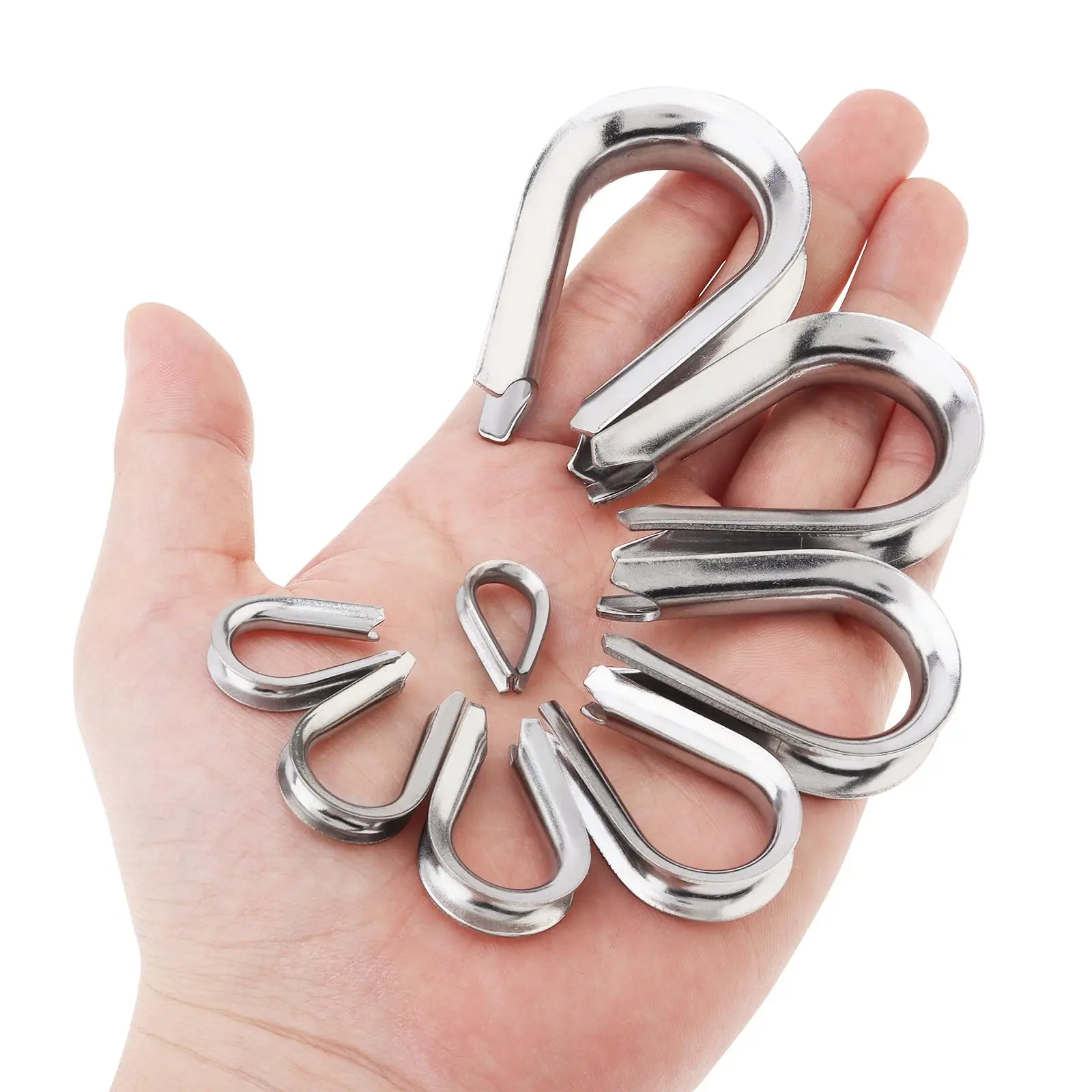 M2 M3 M4 M5-M6-M8-M10 304 Stainless Steel Chicken Heart Ring Cable Wire Rope Clamp Protective Sleeve Thimbles Rigging Accessory